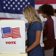 Voters at polling place.