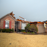 Tornado-damaged house