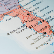 Map of Florida with main city names
