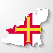 Map of Guernsey with flag