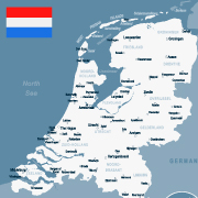 Map of Netherlands with flag