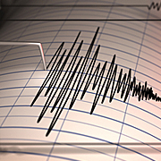 Seismograph and earthquake 3D rendering