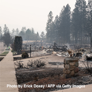Wildfire-destroyed neighborhood in Spokane, Washington in August 2026