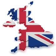 Map of United Kingdom with flag overlay