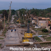 Houses destroyed by an EF-3 tornado that ripped through Menasha, Wisconsin on July 27, 2026