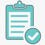 An icon of a clipboard in blue with a checkmark next to it representing a regulatory concept
