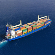 A container ship at sea