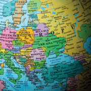 Europe on globe