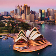 A view of the Sydney skyline from the water