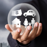 paper family in a glass globe