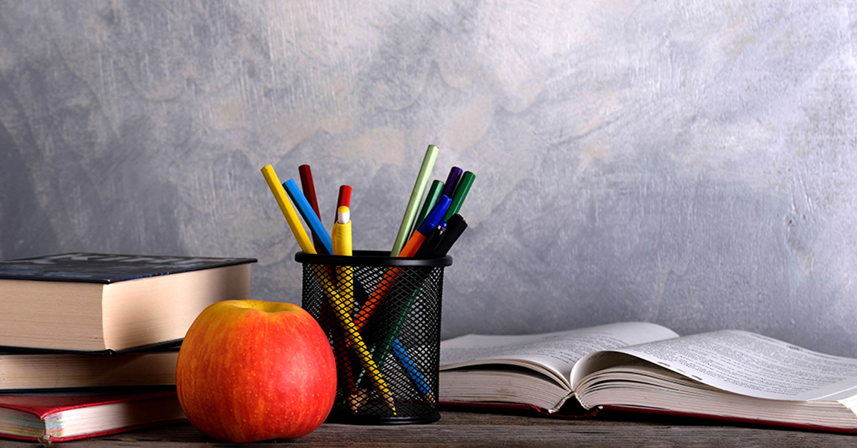 pencils apple books and pencil holder