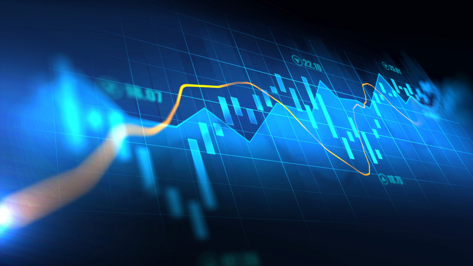 Pointing to laptop with graphs and charts
