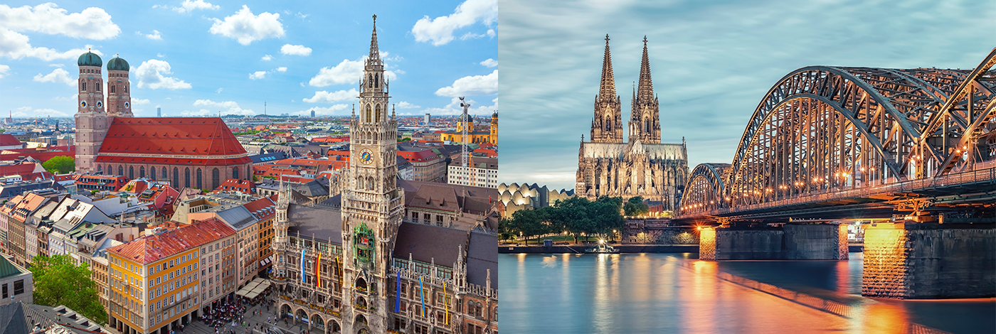 Cologne and Munich Skylines