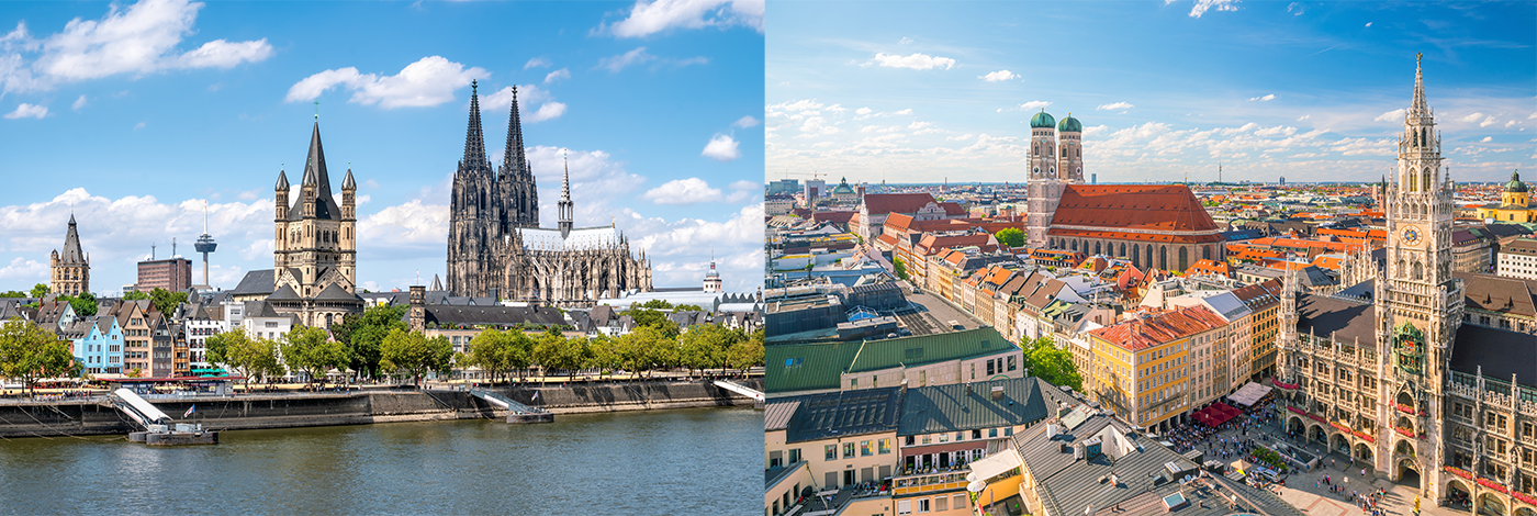Cologne and Munich Skylines
