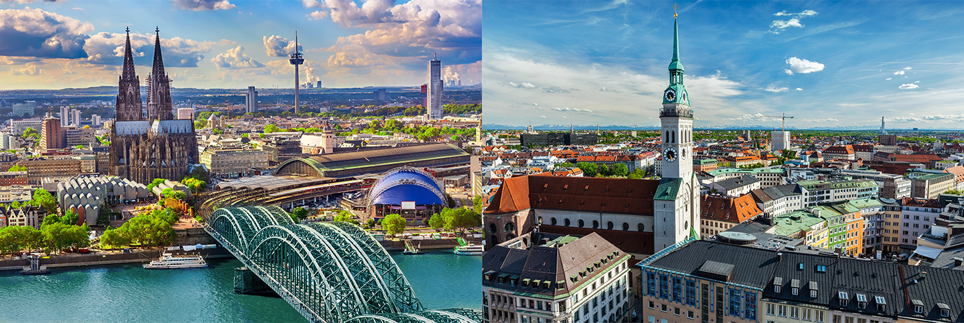 Cologne and Munich Skylines