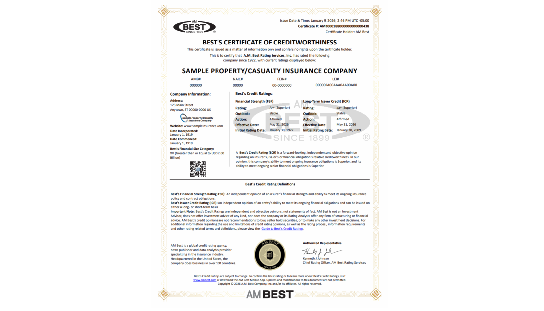 Sample Certificate of Creditworthiness