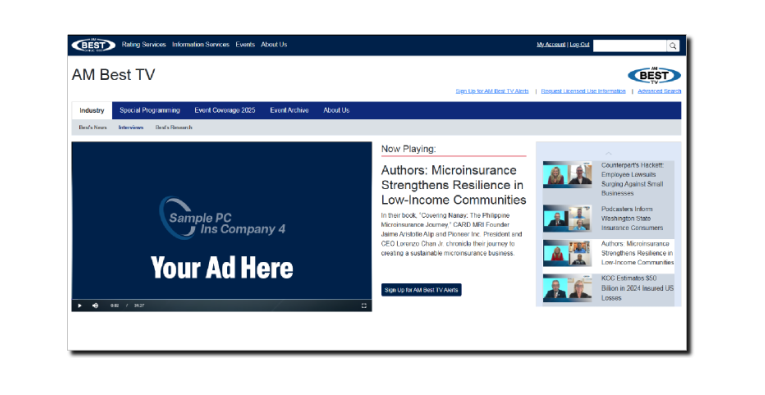 Ad placement example for AMBTV