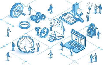 Illustration of different forms of digital marketing