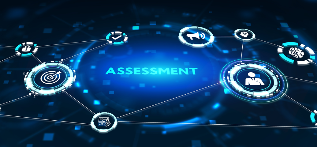 Blue Assessment banner with Icons