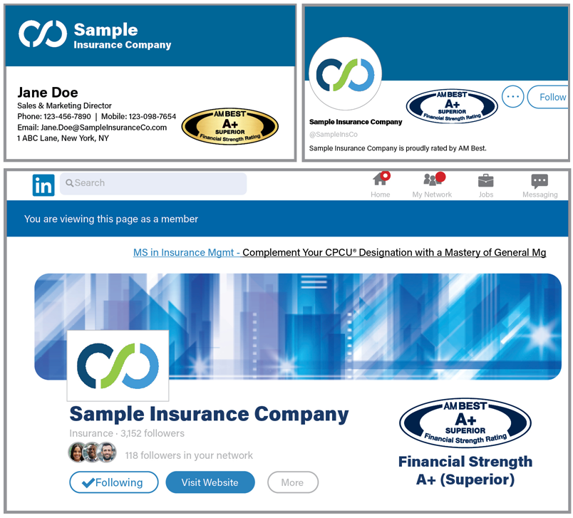 Collage of business screens and cards using the BestMark Icon