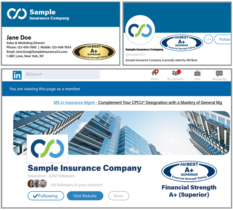 Collage of business screens and cards using the BestMark Icon
