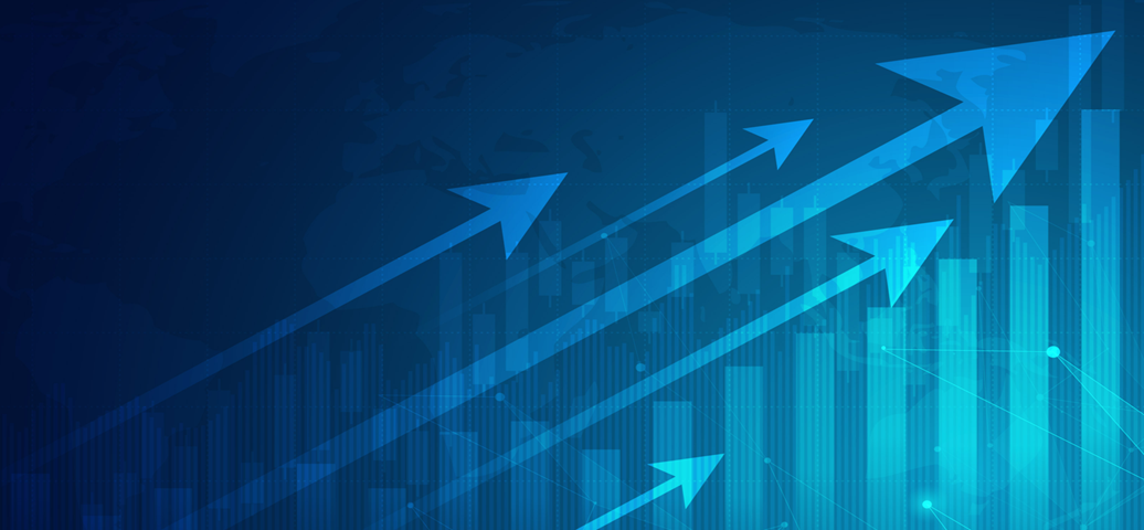 Blue Graphs with Arrows Pointing Up