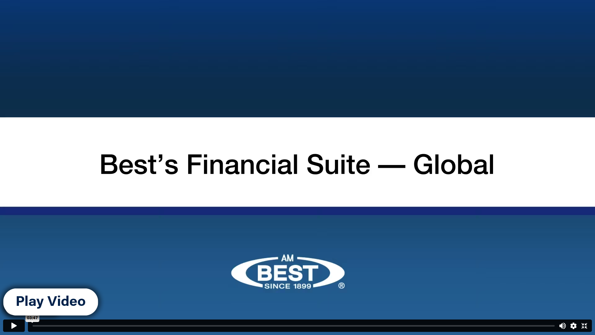 Best's Financial Suite Global Video Screen